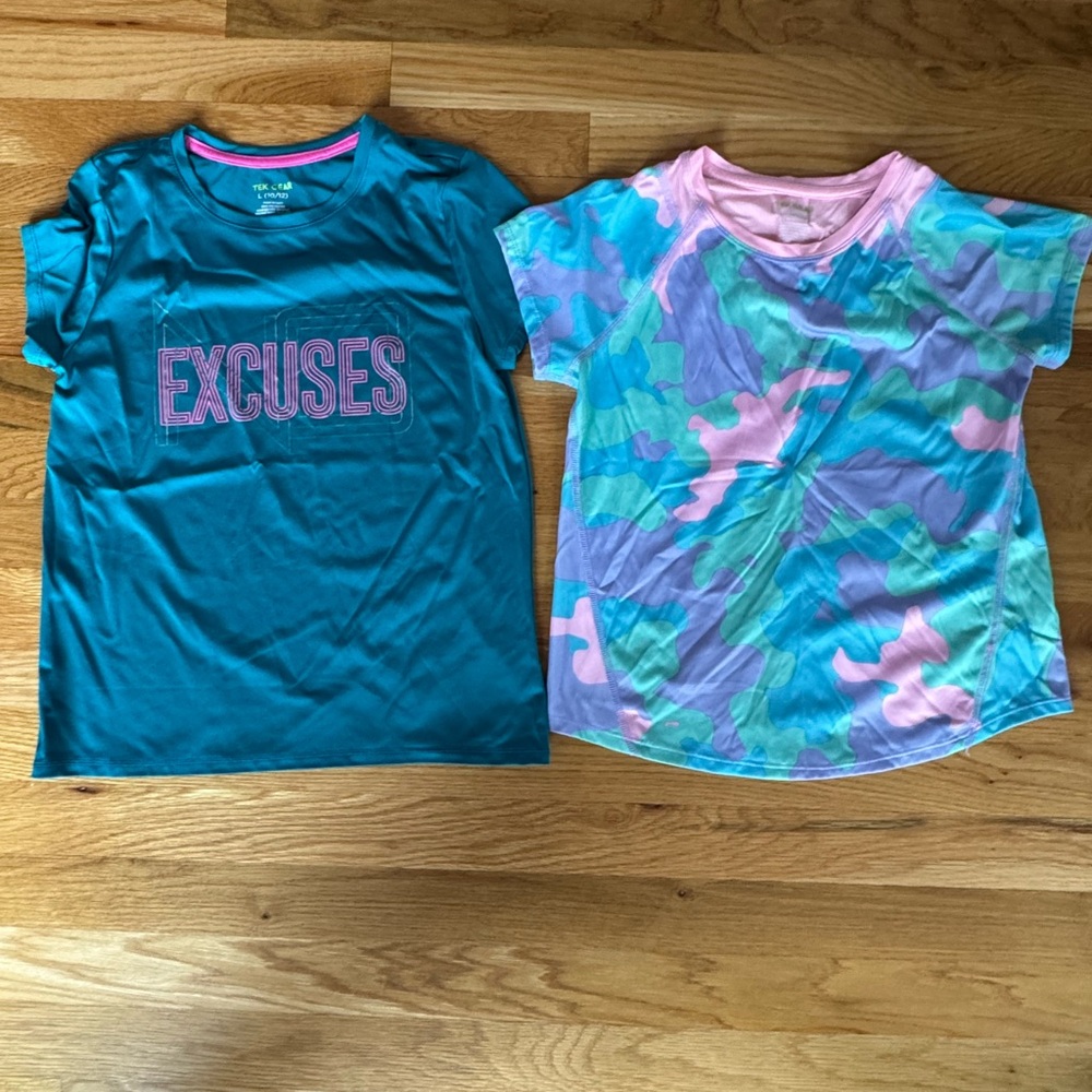 Teal Graphic Tee and Pastel Camo T-Shirt Set